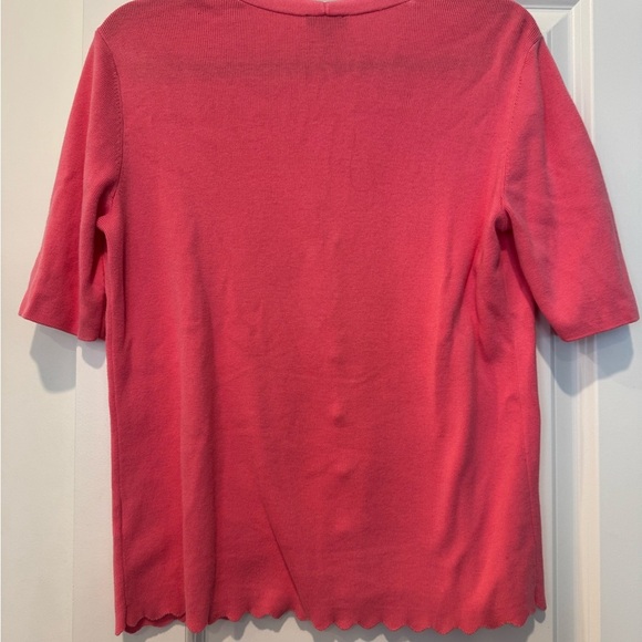 Talbots Pink Scallop Trim Cardigan - Picture 2 of 5